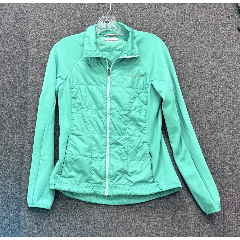 Columbia Hybrid Jacket Womens Small Teal Quilted Fleece Active Hiking Athleisure